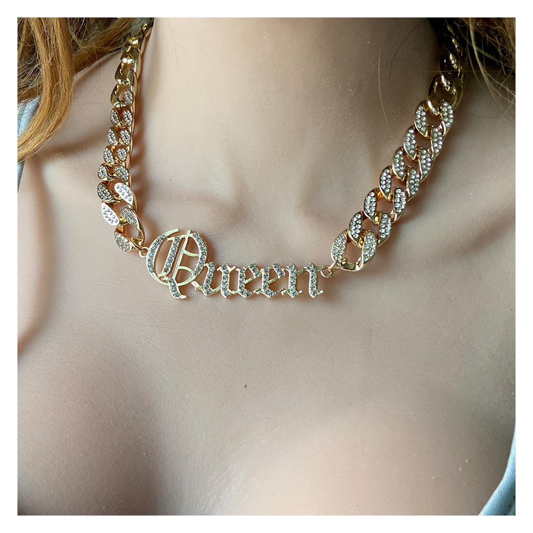 Shiny Letter Alloy Artificial Rhinestones Necklace 1 Piece