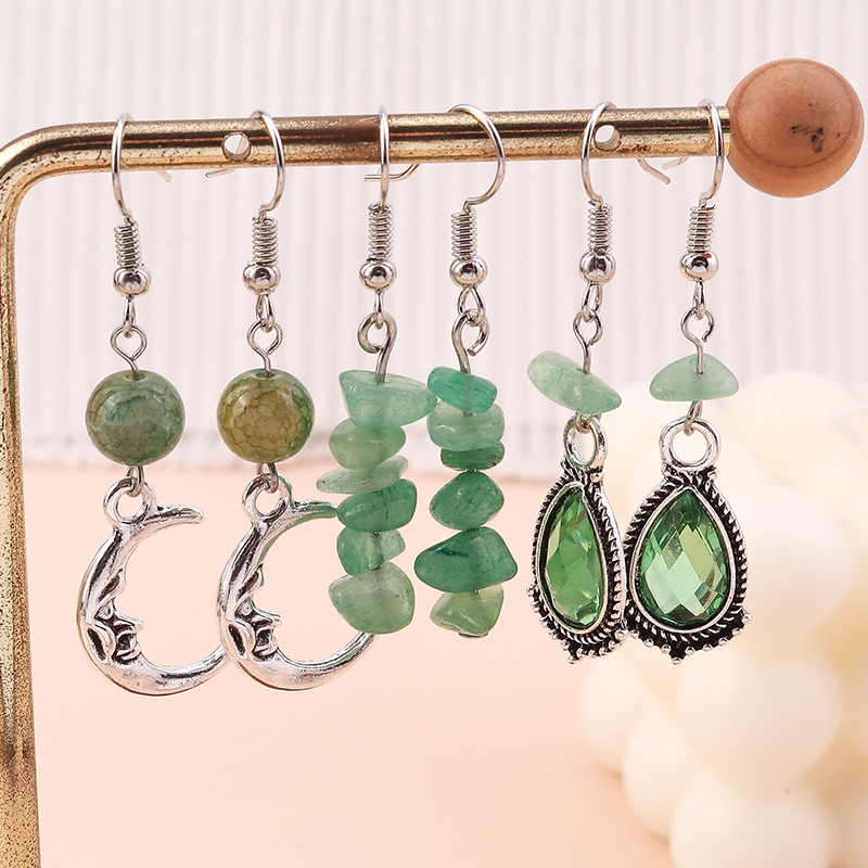 Vintage Style Sun Moon Water Droplets Alloy Beaded Ear hook