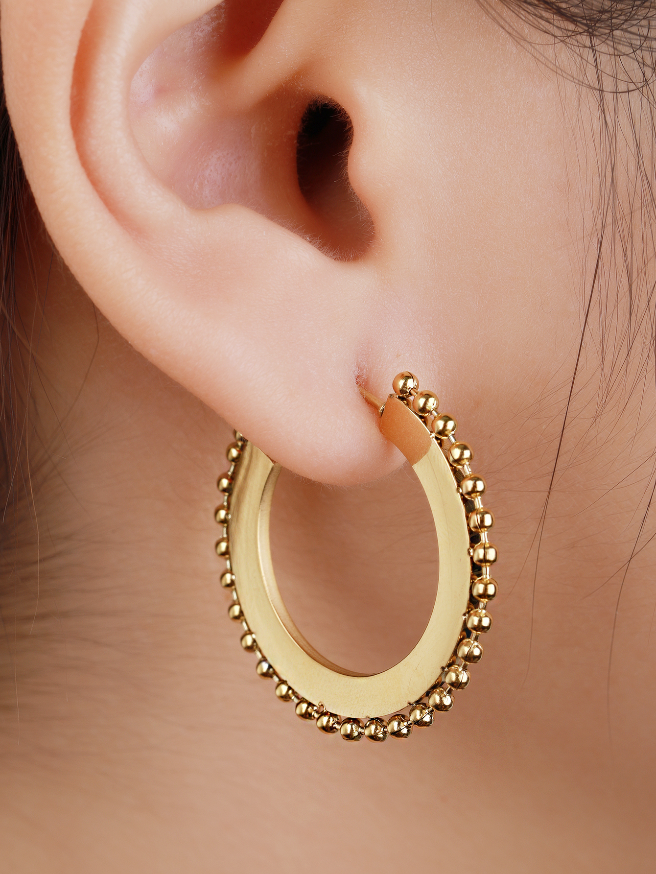 Simple Style Circle Titanium Steel Hoop Earrings Plating Stainless Steel Earrings