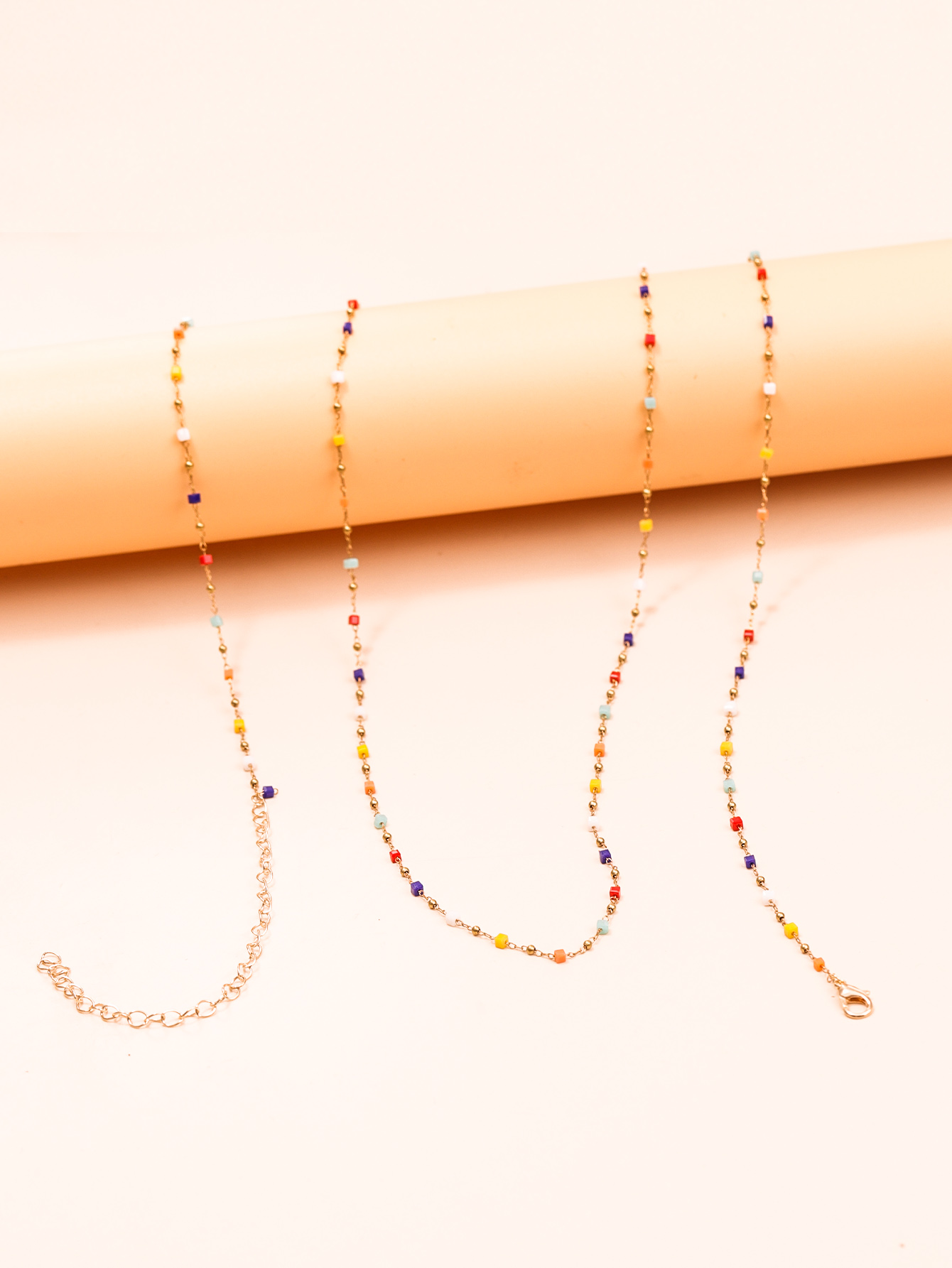 Sweet Multicolor Alloy Beaded Layered Zircon Necklace