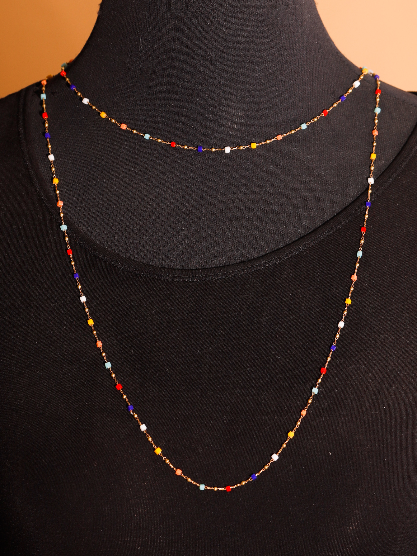 Sweet Multicolor Alloy Beaded Layered Zircon Necklace