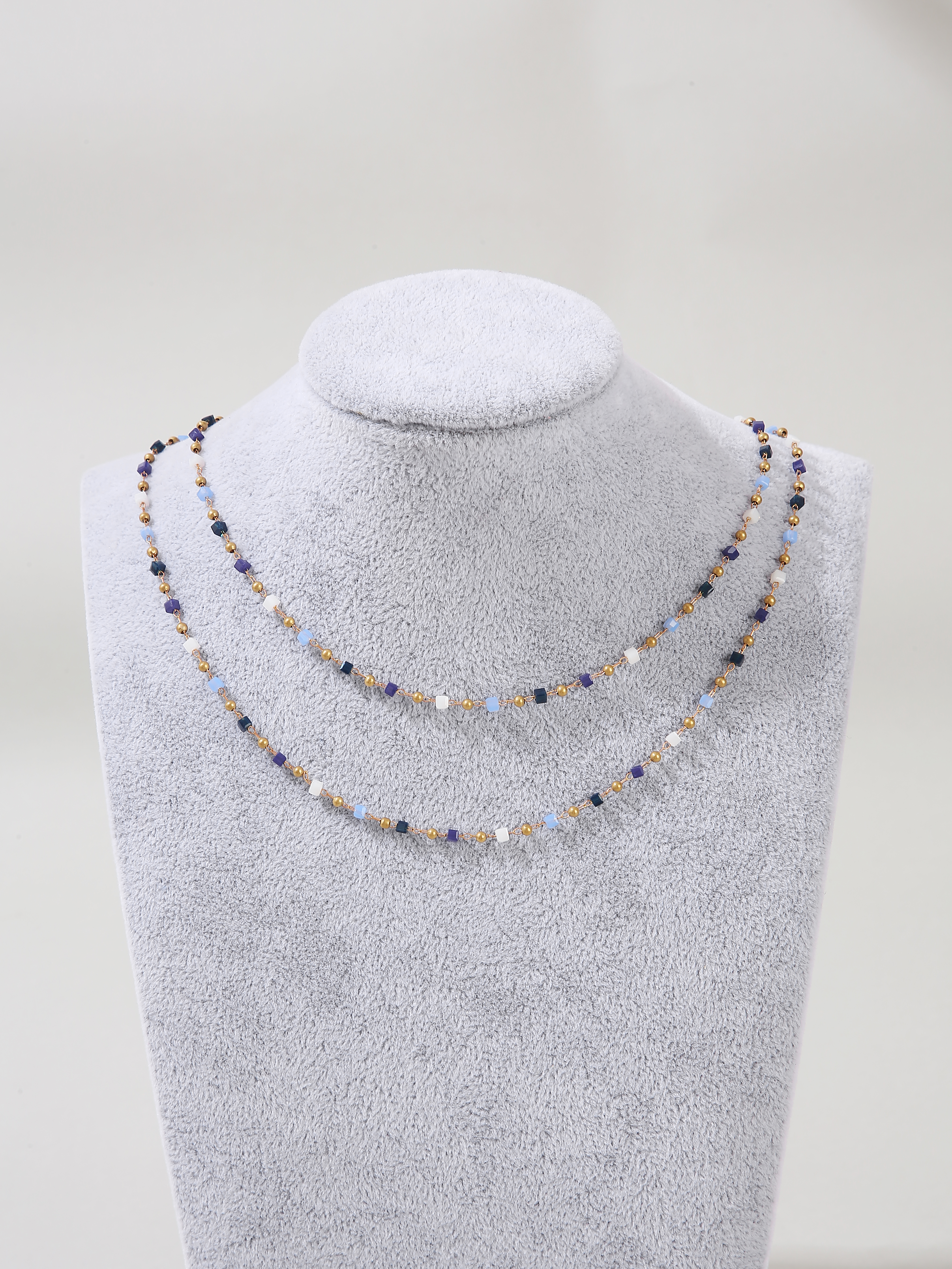 Sweet Multicolor Alloy Beaded Layered Zircon Necklace