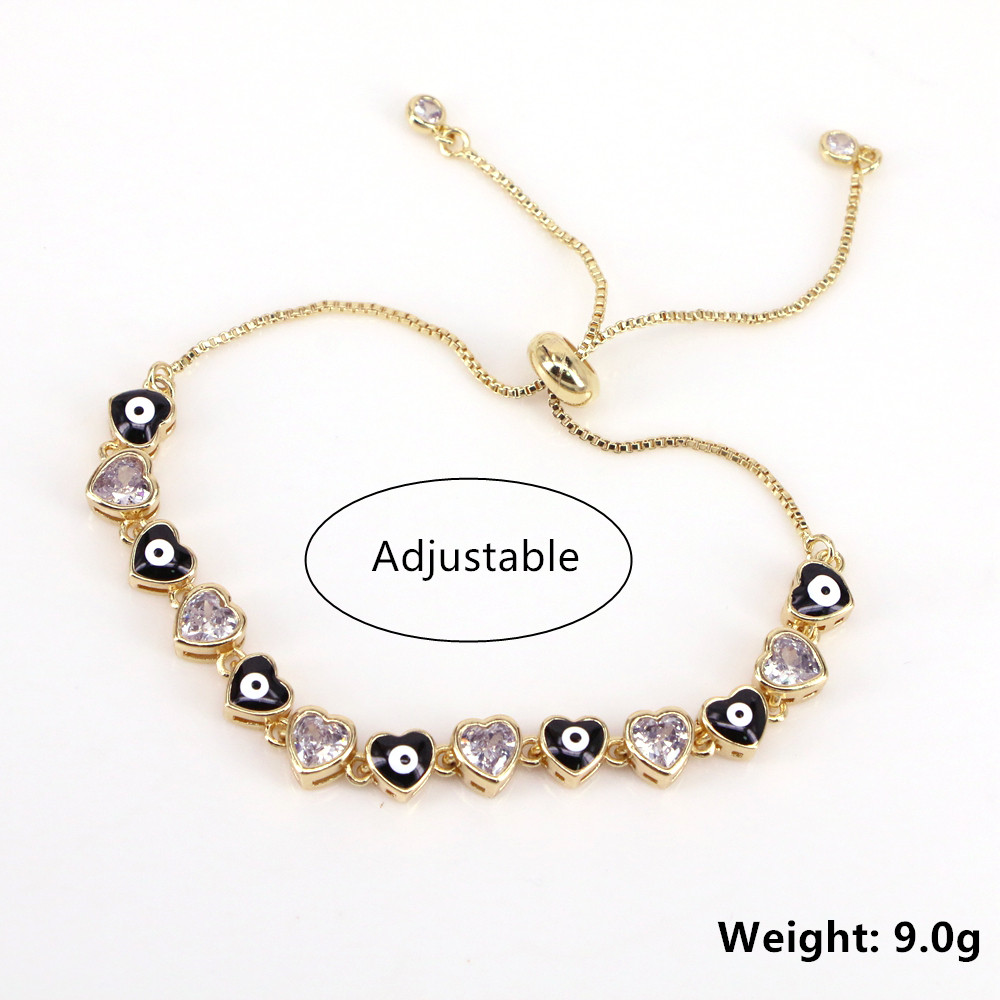Fashion Geometric Heart Shape Eye Copper Bracelets Stoving Varnish Zircon Copper Bracelets