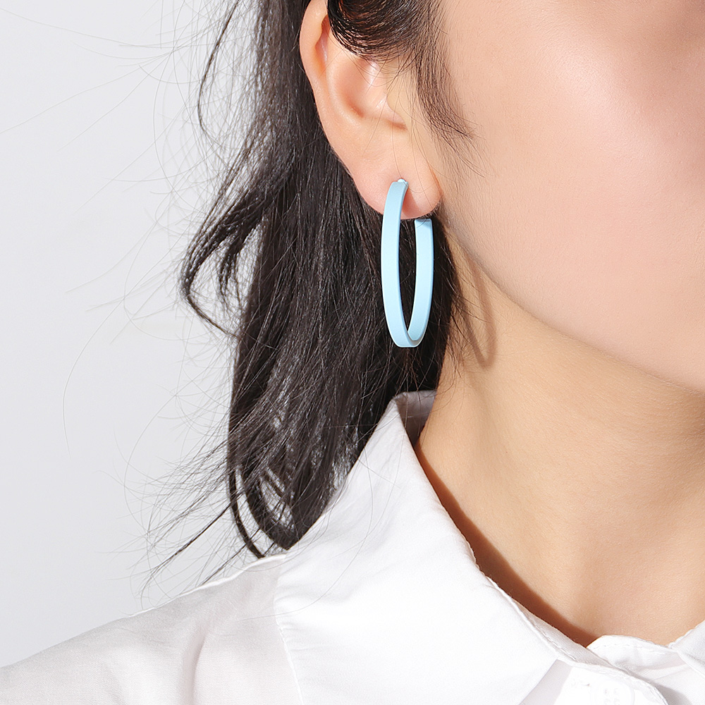 Fashion Round Square Alloy Hoop Earrings