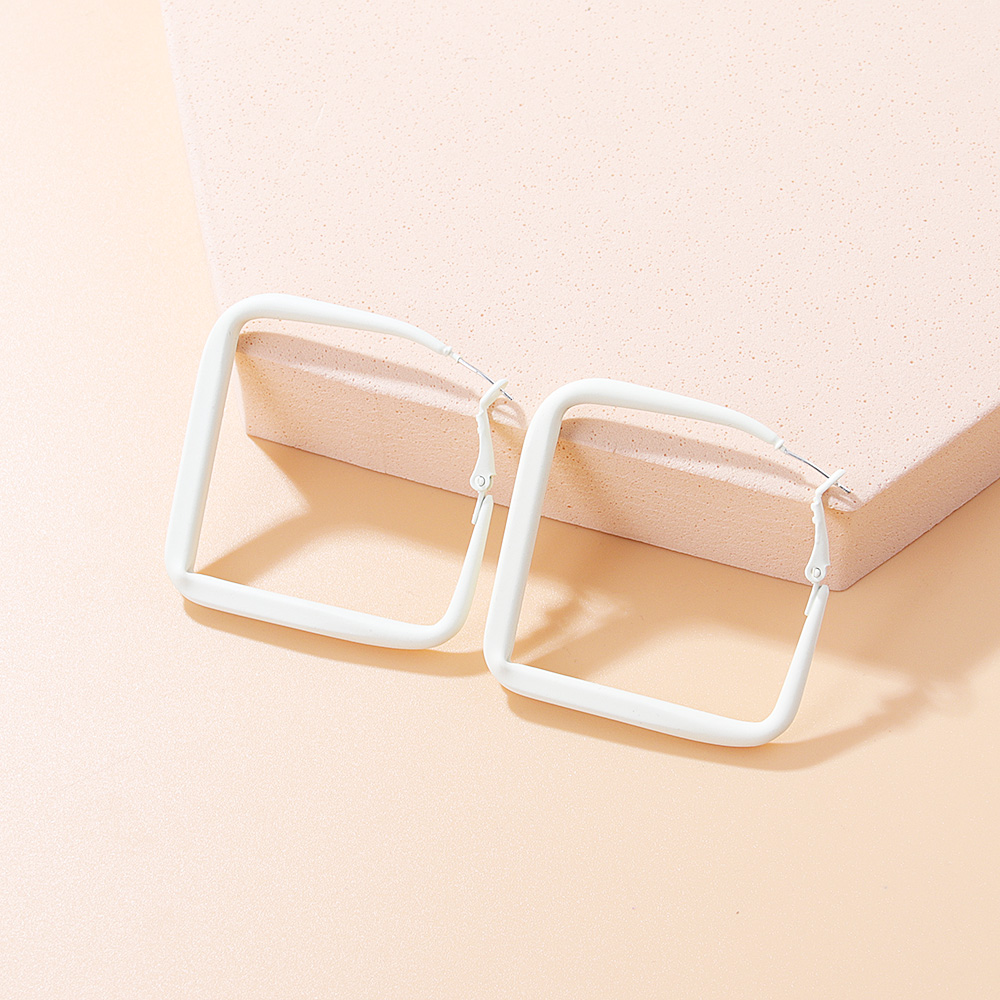 Fashion Round Square Alloy Hoop Earrings