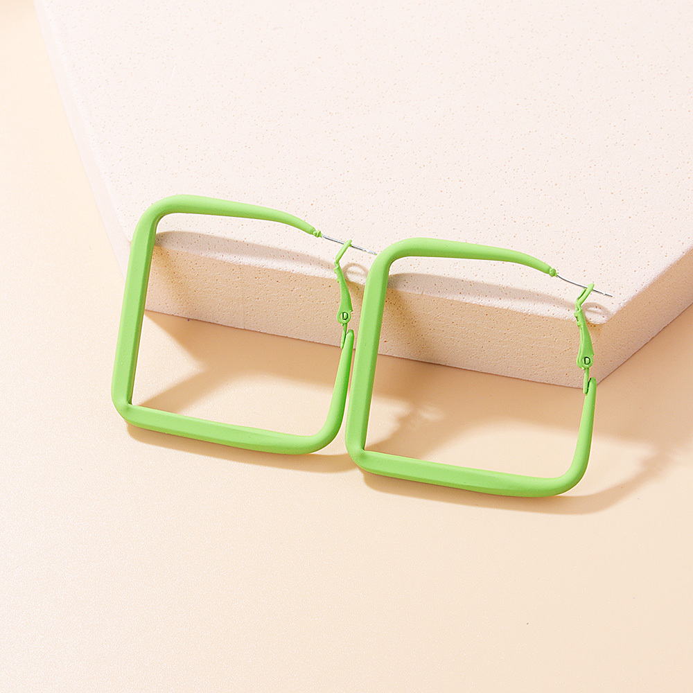 Fashion Round Square Alloy Hoop Earrings