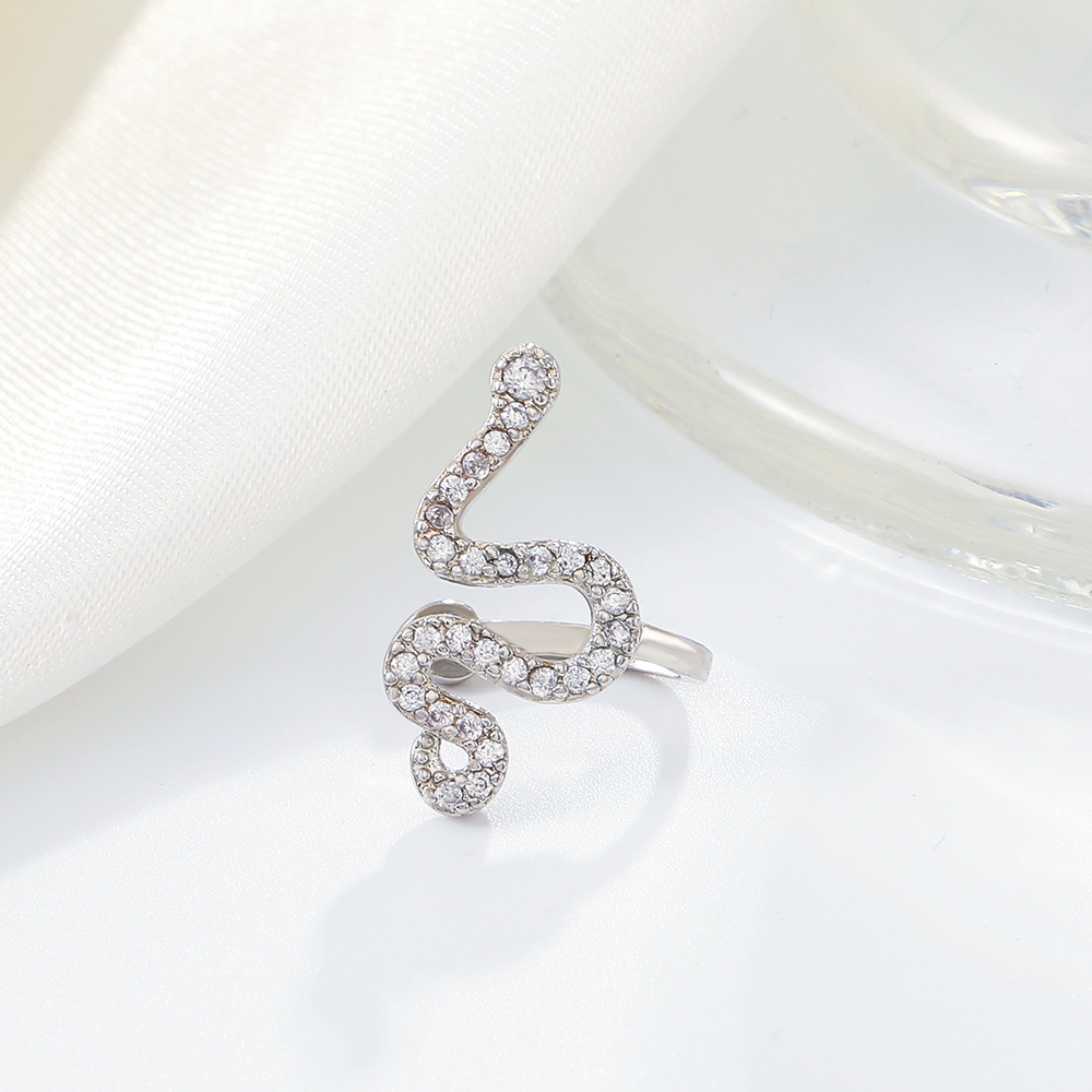 Simple Style Snake Copper Ear clips Plating Zircon Copper Earrings