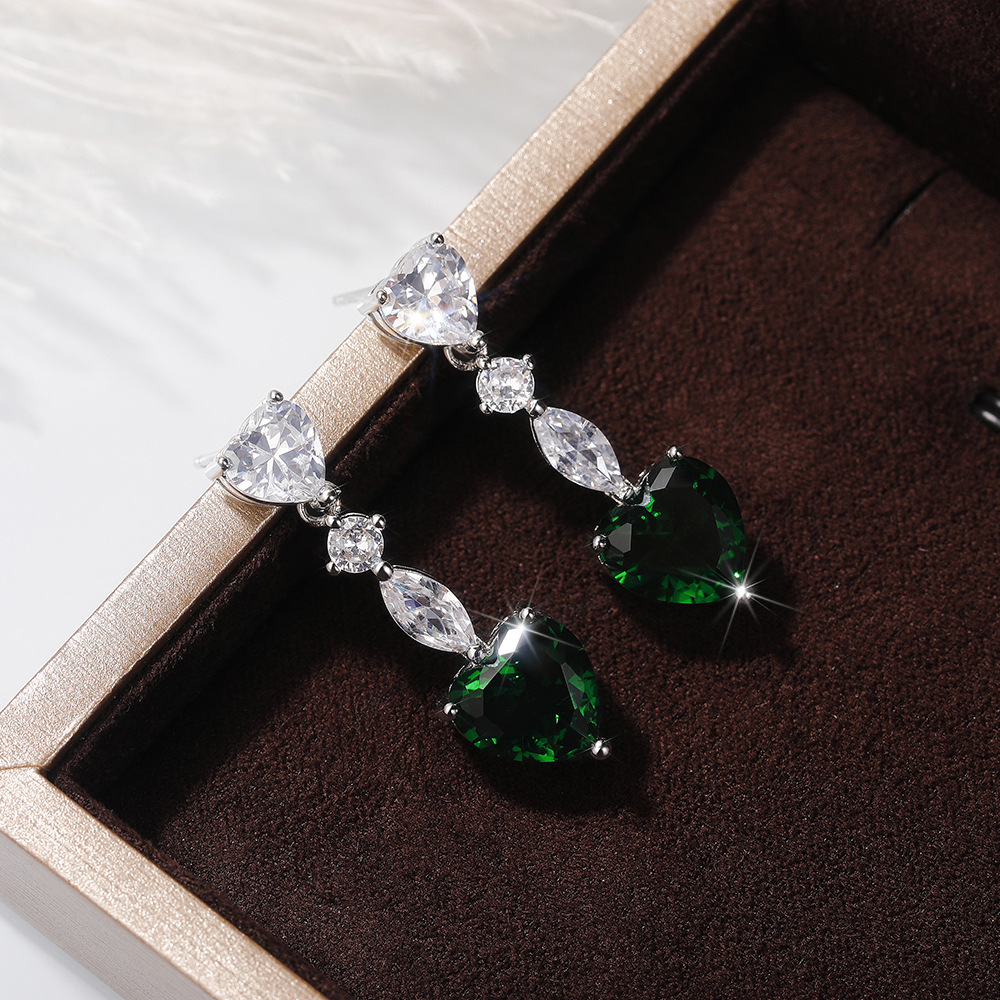 Fashion Heart Shape Copper Drop Earrings Zircon Copper Earrings