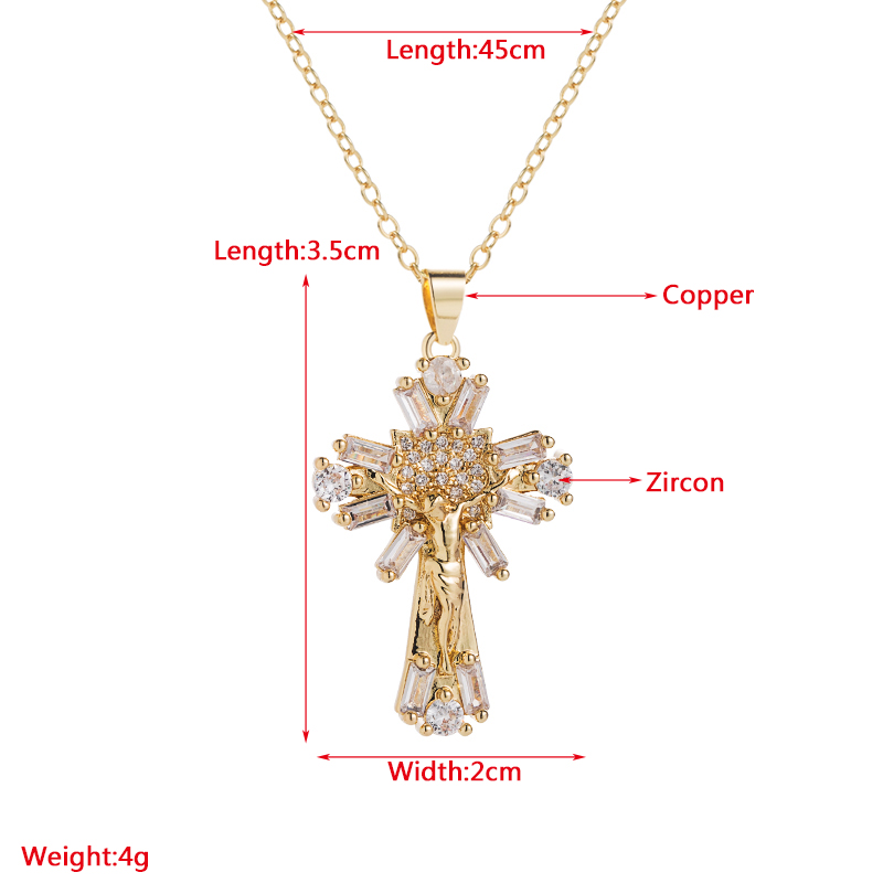 Fashion Cross Copper Necklace Plating Zircon Copper Necklaces