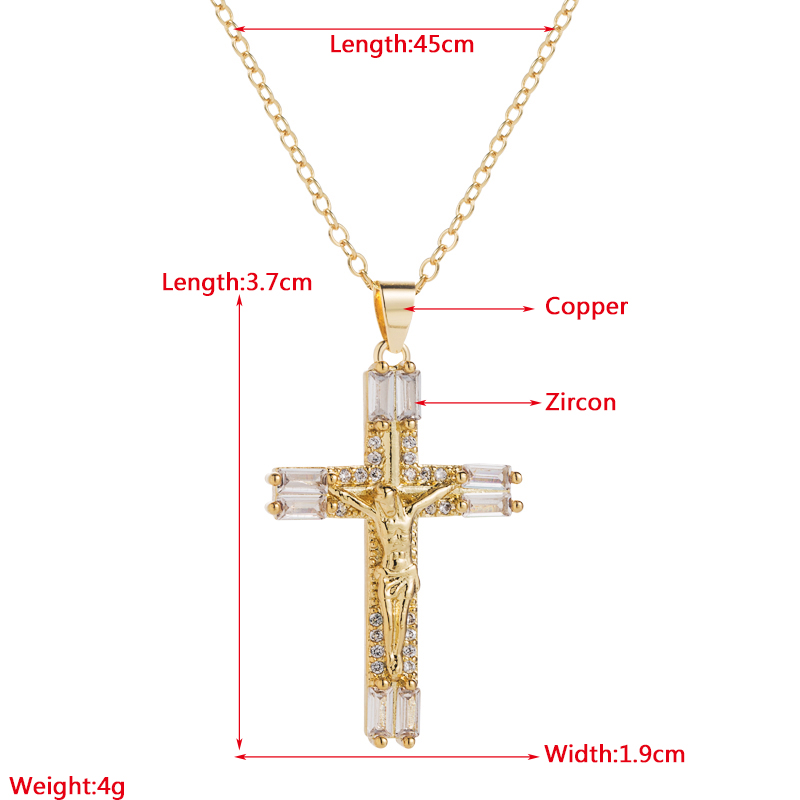 Glam Cross Copper Necklace Plating Zircon Copper Necklaces