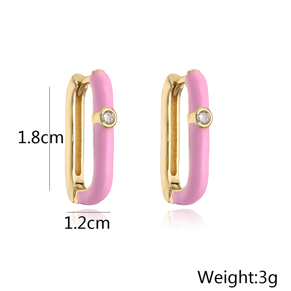 Fashion Geometric Copper Earrings Enamel Zircon Copper Earrings