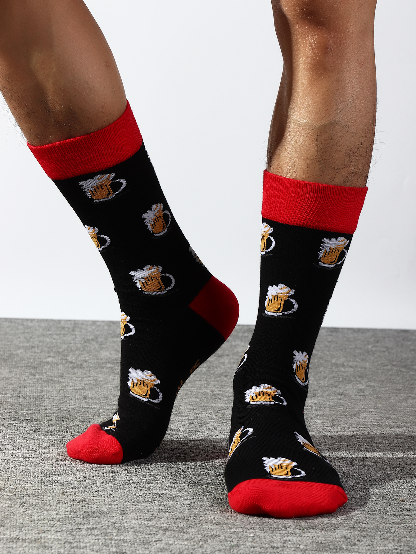 Menu0027S Fashion Beer Cotton Printing Socks
