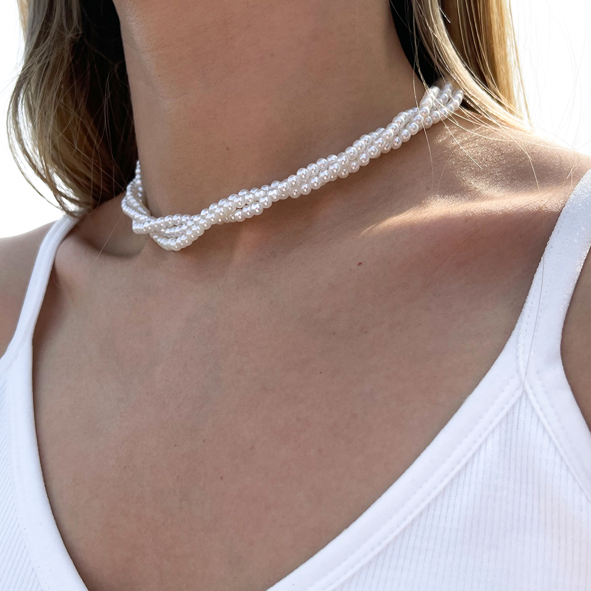 Sweet Imitation Pearl Layered Necklace 1 Piece