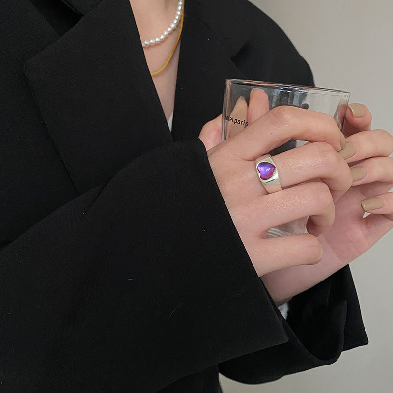 Simple Style Heart Shape Copper Rings Zircon Copper Rings