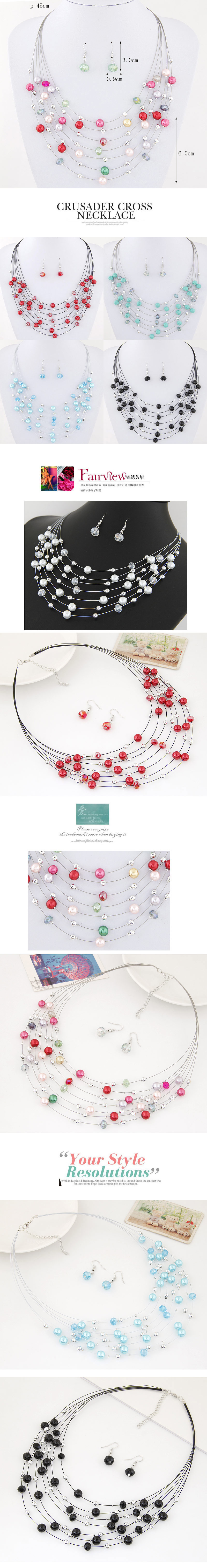 Fashion Round Synthetic Resin Layered Necklace 1 Set