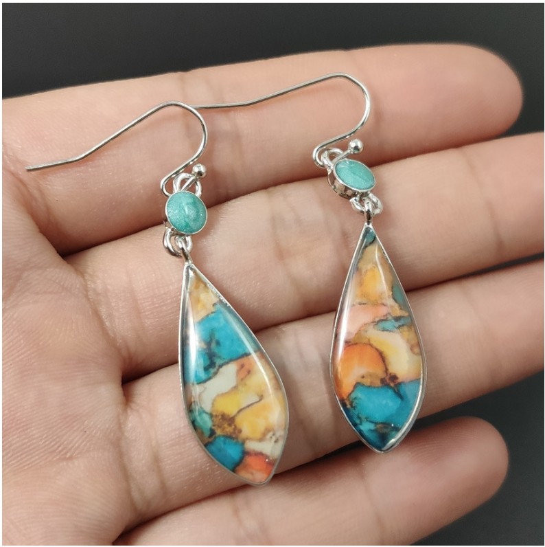 Vintage Style Water Droplets Alloy Inlay Colored Glaze Earrings 1 Set