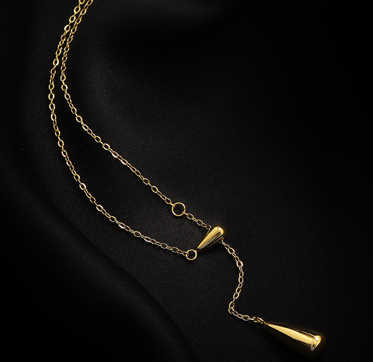 Fashion Water Droplets Titanium Steel Pendant Necklace Plating Stainless Steel Necklaces