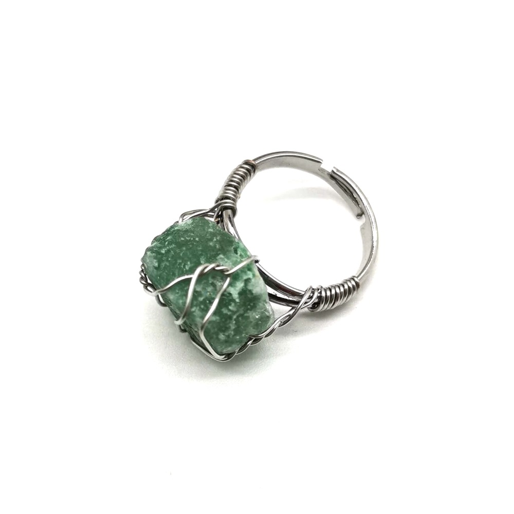 Ethnic Style Geometric Metal Handmade Natural Stone Open Ring