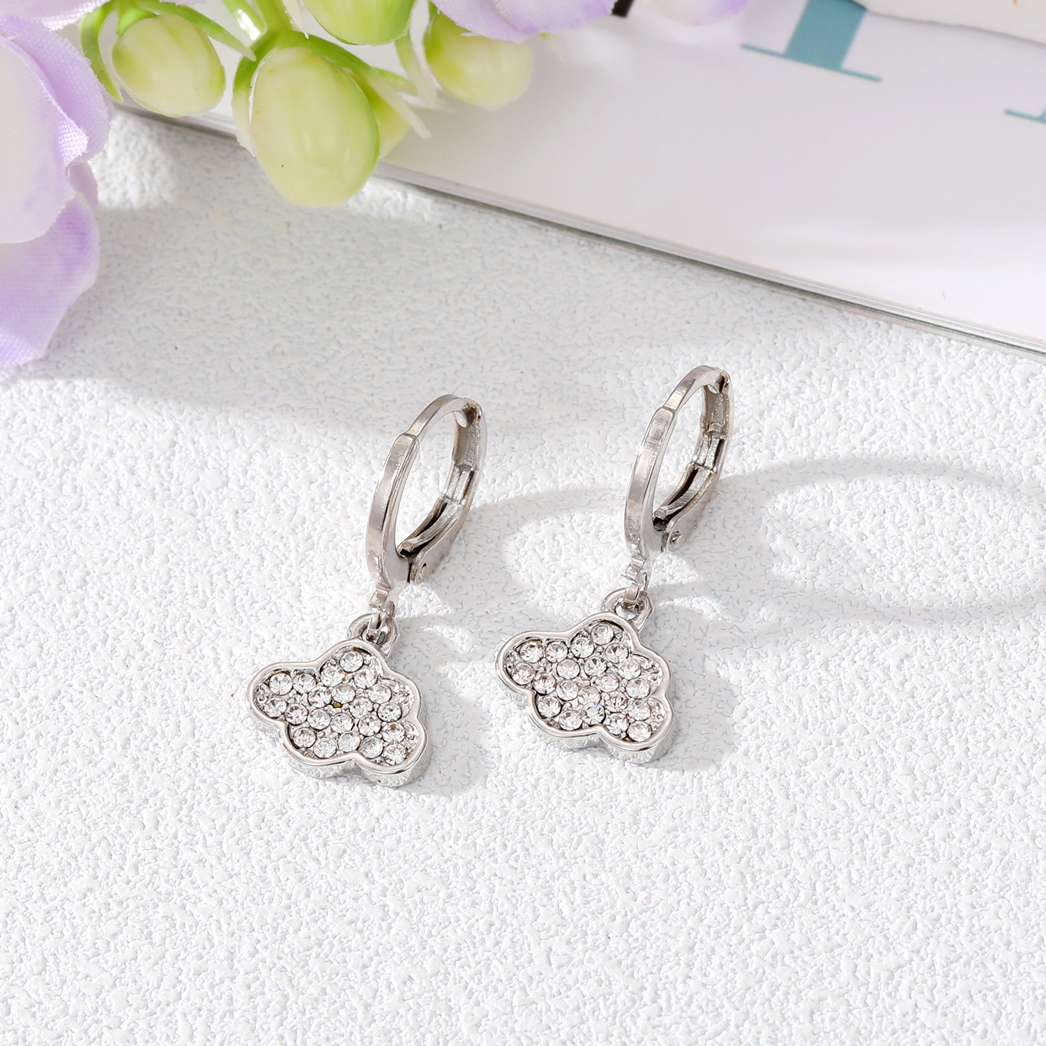 Fashion Clouds Pentagram Heart Shape Alloy Inlay Rhinestone Drop Earrings