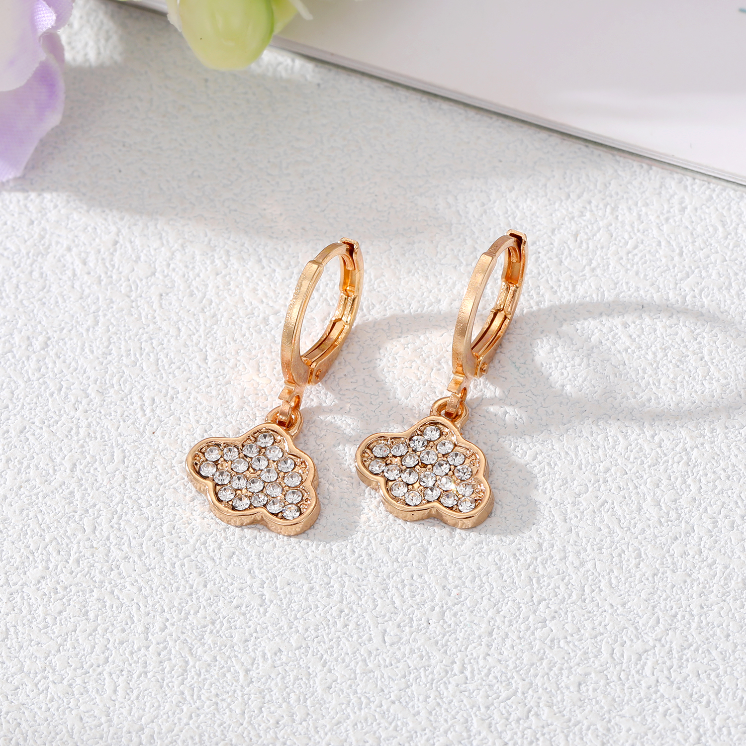 Fashion Clouds Pentagram Heart Shape Alloy Inlay Rhinestone Drop Earrings