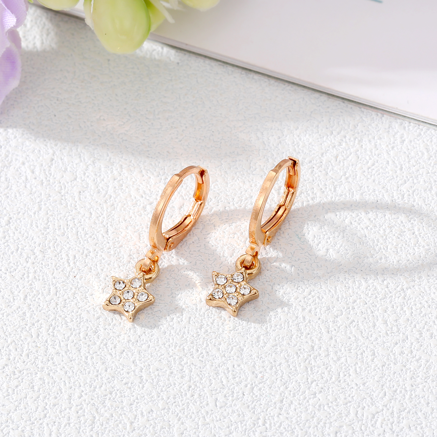 Fashion Clouds Pentagram Heart Shape Alloy Inlay Rhinestone Drop Earrings