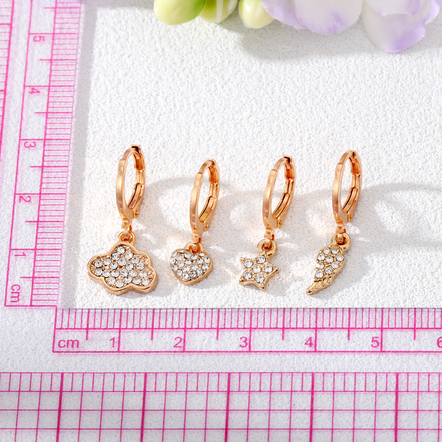 Fashion Clouds Pentagram Heart Shape Alloy Inlay Rhinestone Drop Earrings