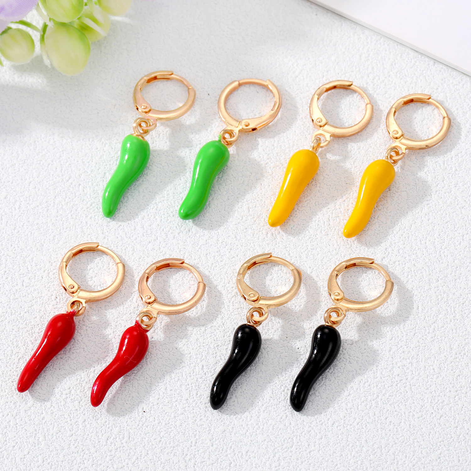 Simple Style Pepper Alloy Enamel Drop Earrings