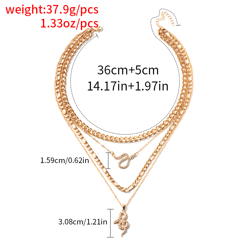 Classic Style Snake Alloy Plating Inlay Rhinestone Layered Necklaces 1 Piece