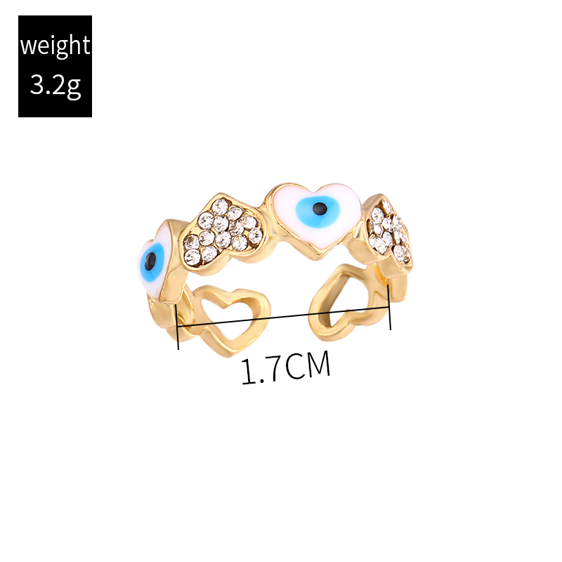 Simple Style Eye Alloy Stoving Varnish Inlay Rhinestone Open Ring 1 Piece