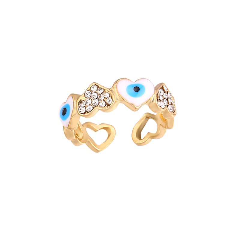 Simple Style Eye Alloy Stoving Varnish Inlay Rhinestone Open Ring 1 Piece