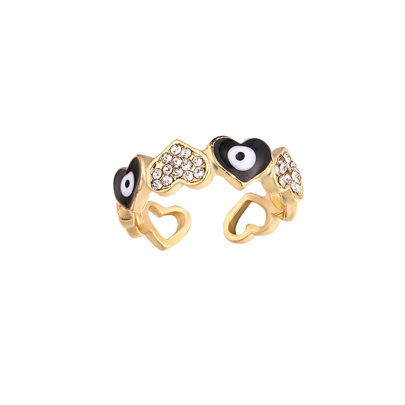 Simple Style Eye Alloy Stoving Varnish Inlay Rhinestone Open Ring 1 Piece