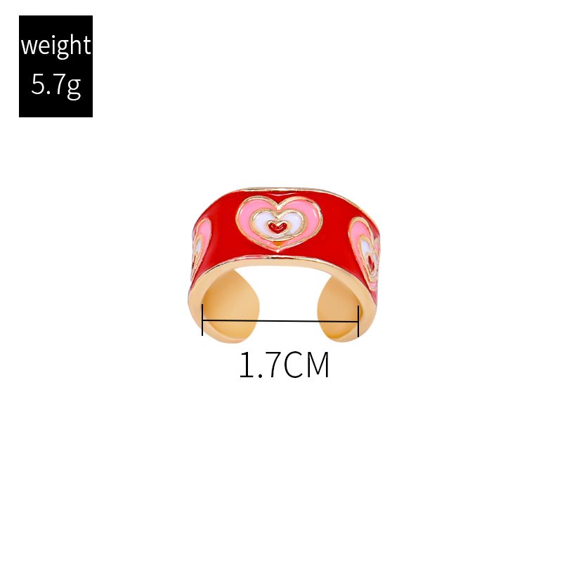 Simple Style Heart Shape Alloy Stoving Varnish Rhinestone Open Ring