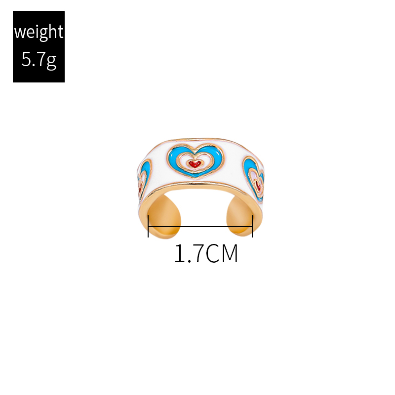 Simple Style Heart Shape Alloy Stoving Varnish Rhinestone Open Ring