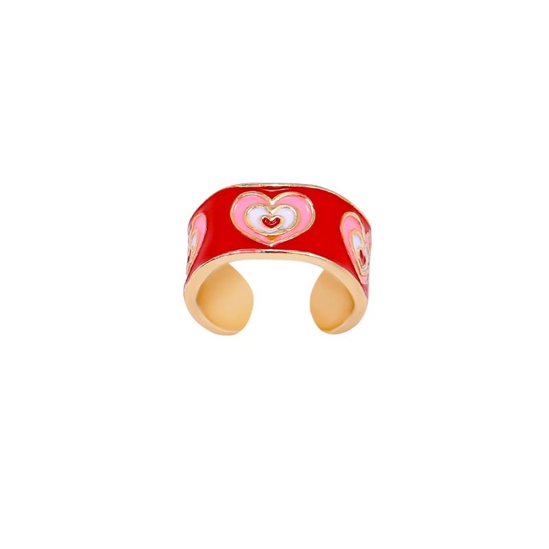 Simple Style Heart Shape Alloy Stoving Varnish Rhinestone Open Ring