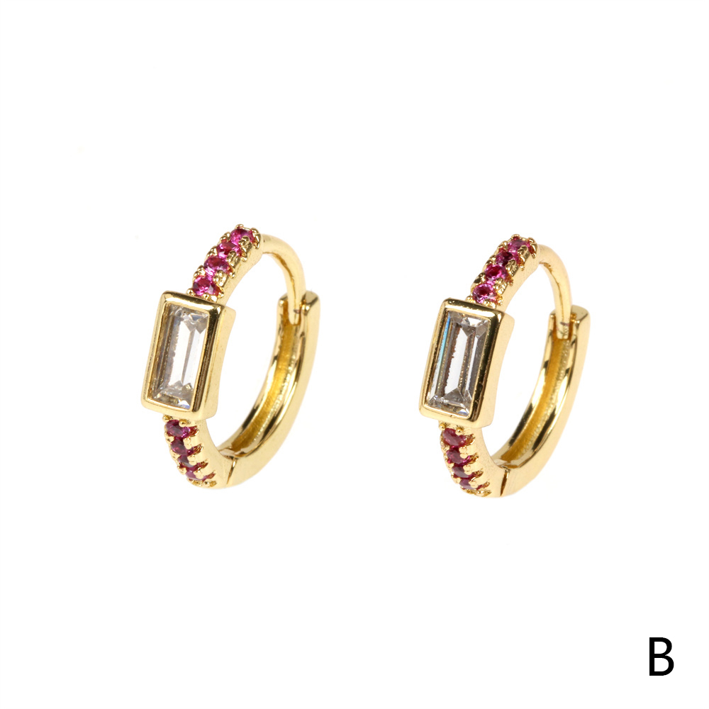 Fashion Round Copper Earrings Inlay Zircon Copper Earrings