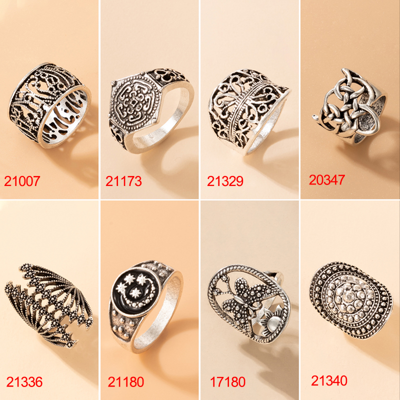 French Style Geometric Alloy Hollow Out Rings