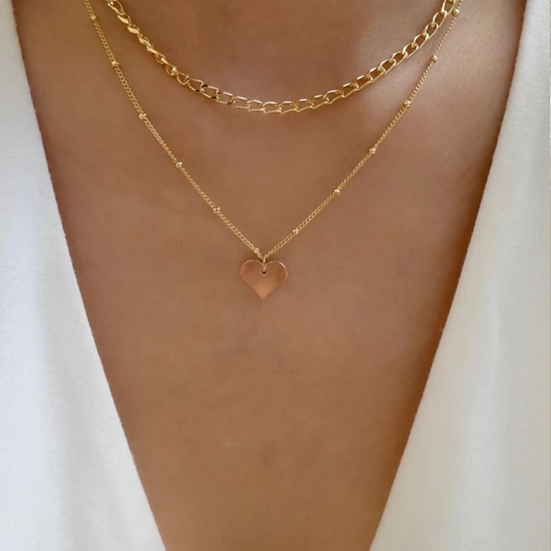 Classic Style Heart Shape Alloy Plating Layered Necklaces