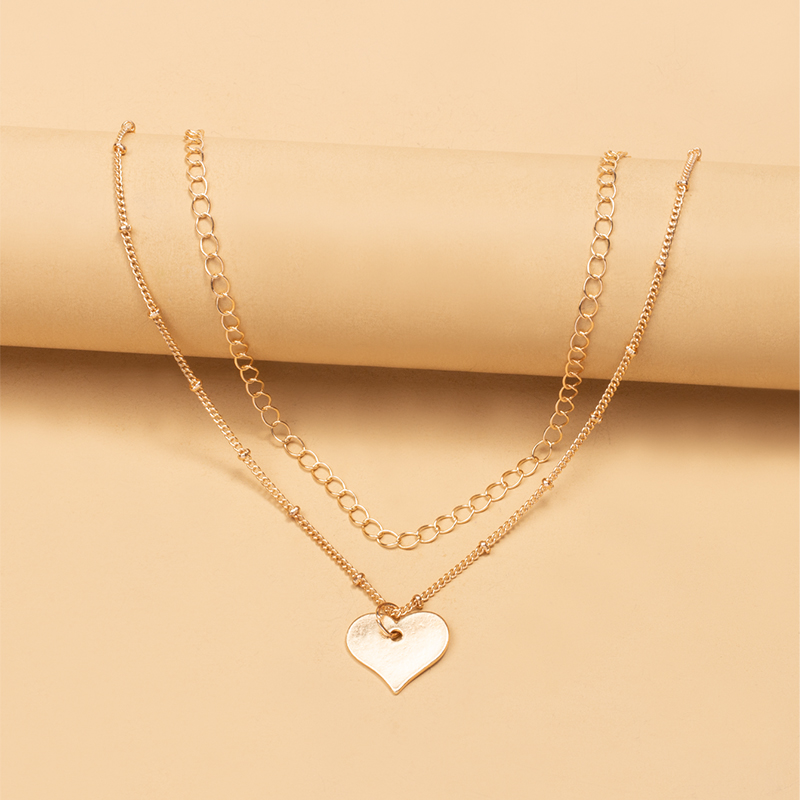 Classic Style Heart Shape Alloy Plating Layered Necklaces