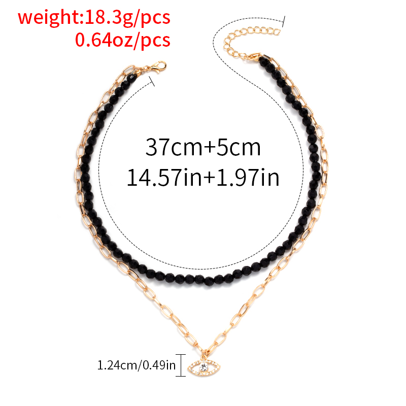 Fashion Eye Alloy Beaded Plating Inlay Rhinestone Layered Necklaces