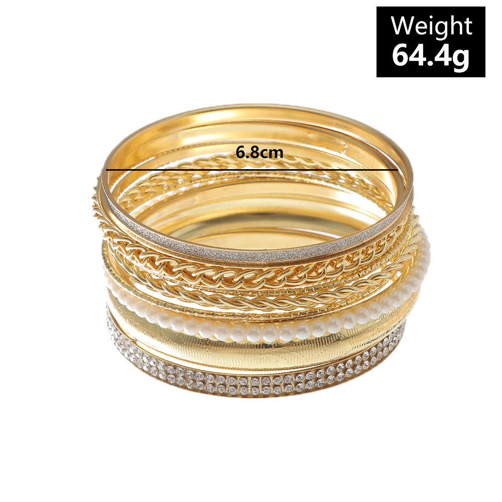 Fashion Geometric Alloy Shiny Metallic Bangle 1 Set