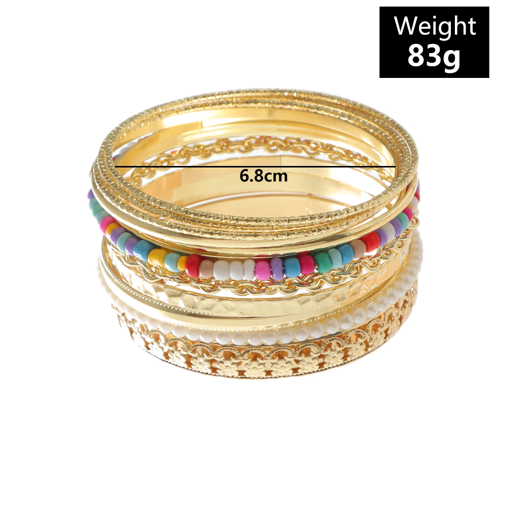 Fashion Geometric Alloy Shiny Metallic Bangle 1 Set