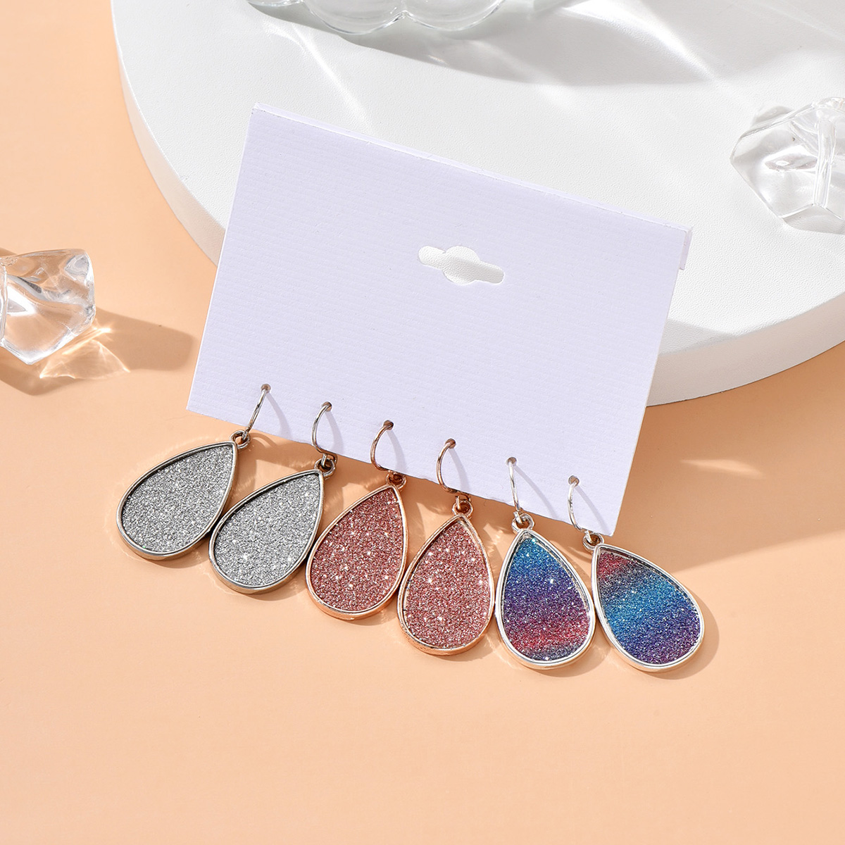 Fashion Water Droplets Alloy Water Drop Sequin Drop Earrings 1 Set