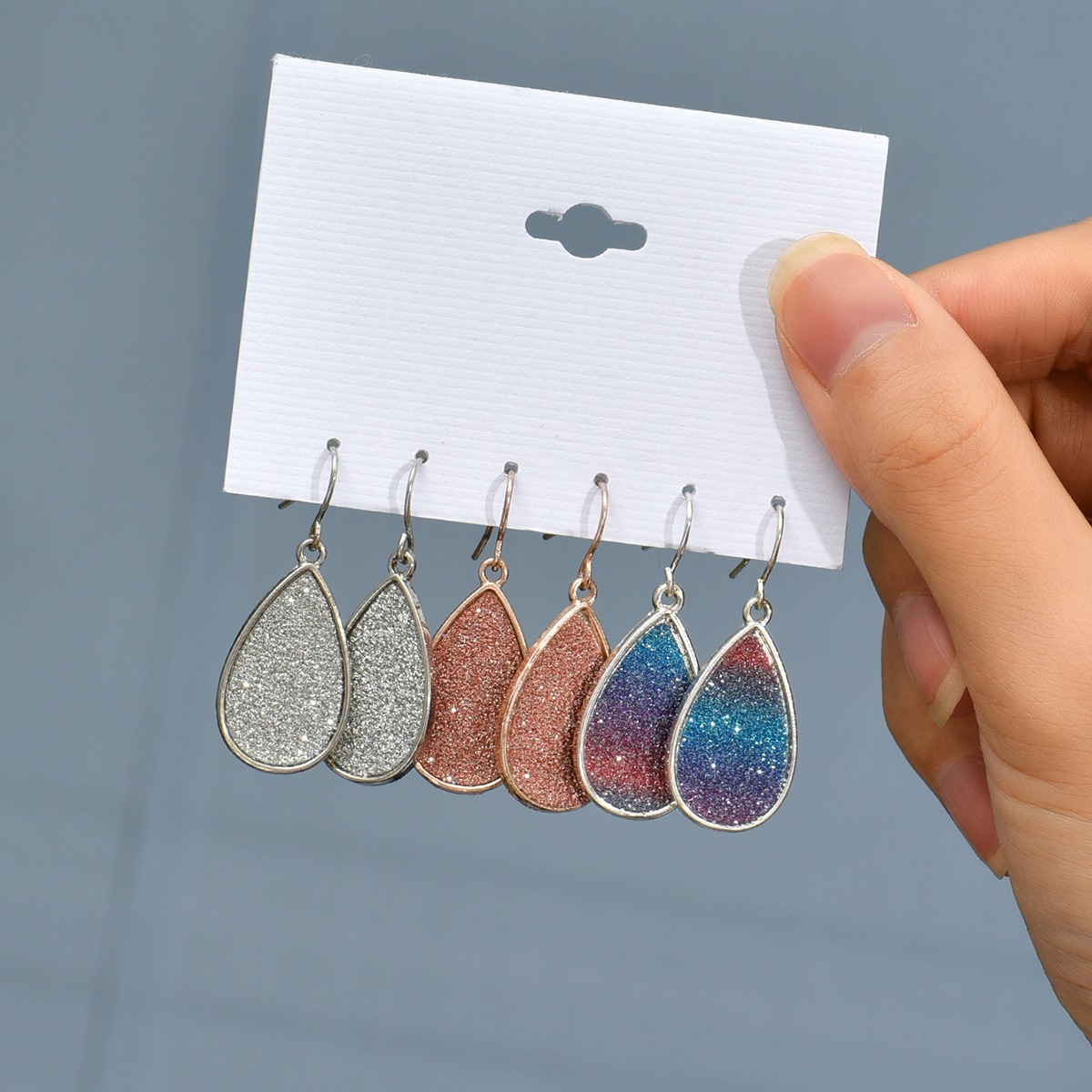 Fashion Water Droplets Alloy Water Drop Sequin Drop Earrings 1 Set