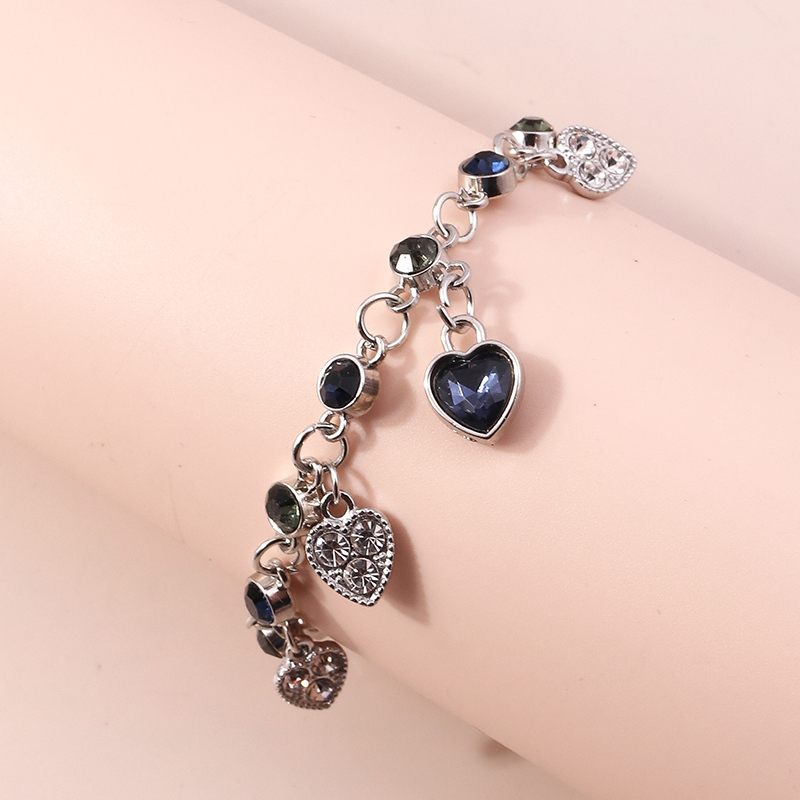 Fashion Heart Shape Alloy Plating Artificial Rhinestones Anklet 1 Piece