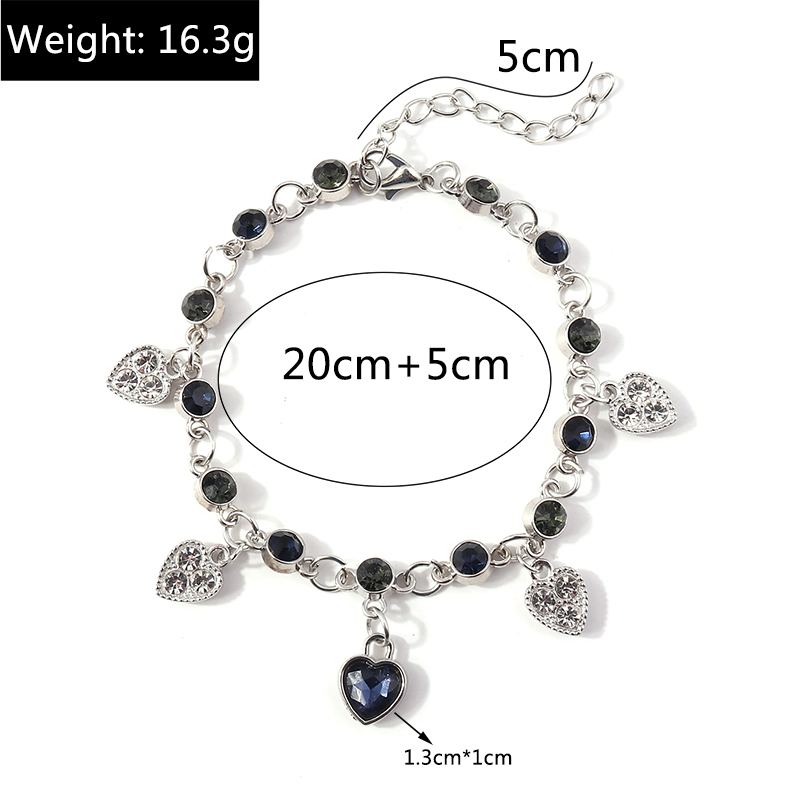 Fashion Heart Shape Alloy Plating Artificial Rhinestones Anklet 1 Piece