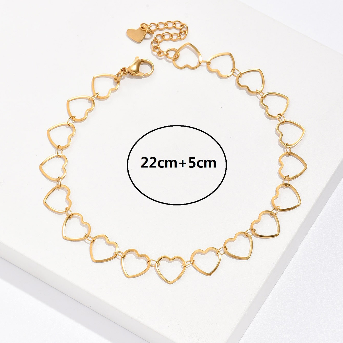 Fashion Heart Shape Stainless Steel Plating Hollow Out Anklet 1 Piece