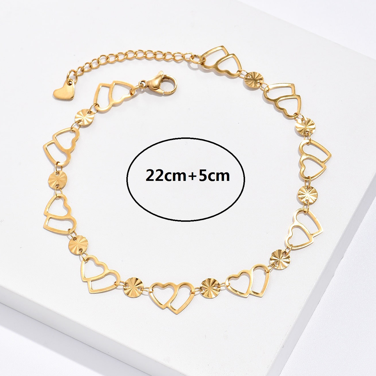 Fashion Heart Shape Stainless Steel Plating Hollow Out Anklet 1 Piece