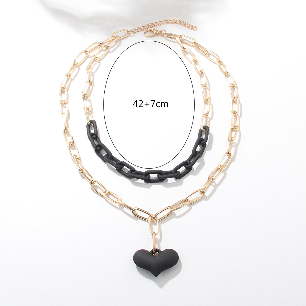 Exaggerated Heart Shape Arylic Aluminum Splicing Pendant Necklace