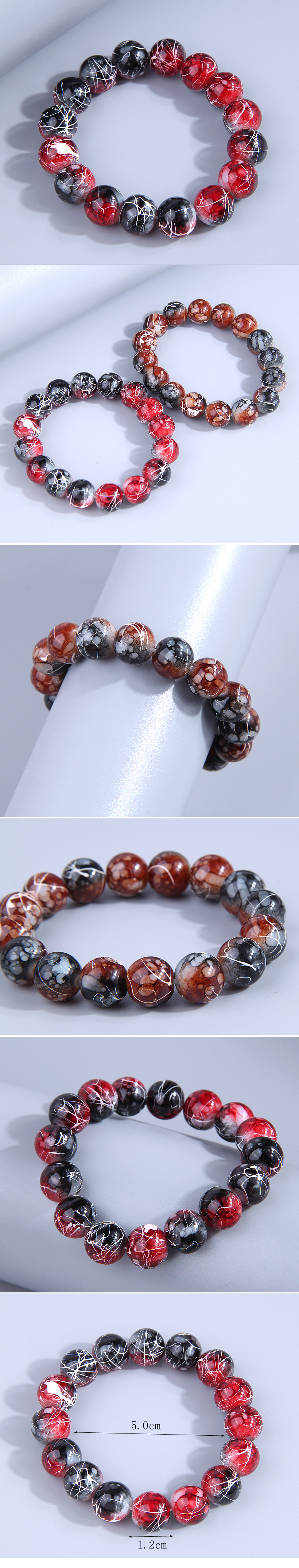 Fashion Round Synthetic Resin Beaded Bracelets 1 Piece