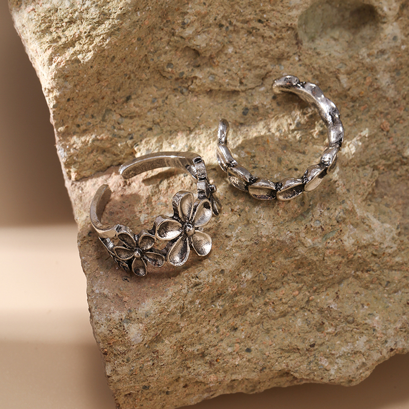 Fashion Flower Metal Plating Open Ring 1 Piece